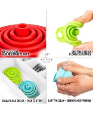Silicone Space Saving Collapsible Funnel Set with Narrow Mouth
