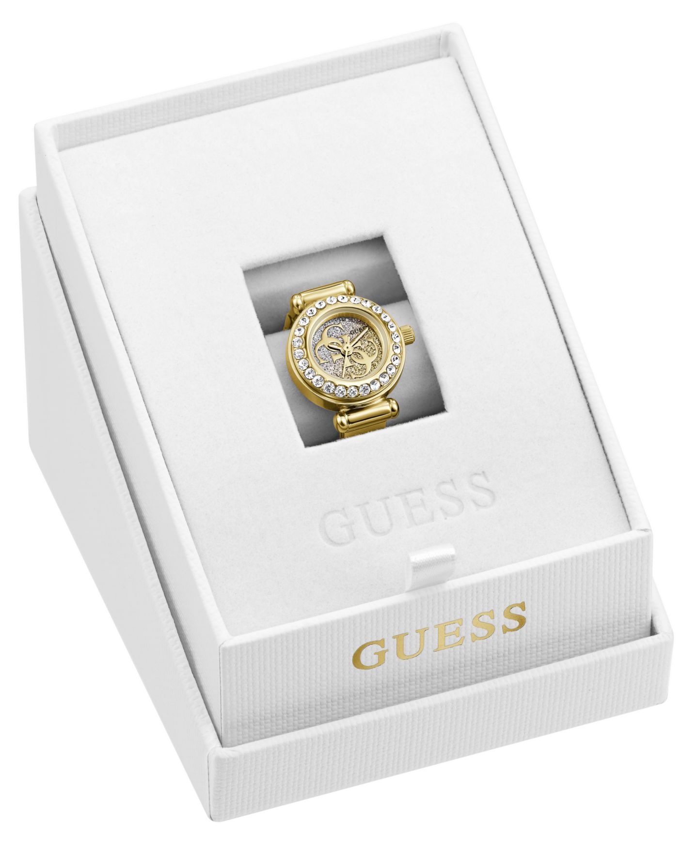 Женские часы GUESS Glitz Gold-Tone Stainless Steel Analog Ring Watch, 18mm — фото 3