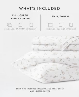 Long Staple 300-Thread Count Cotton Pattern 4-Pc. Sheet Set, Queen