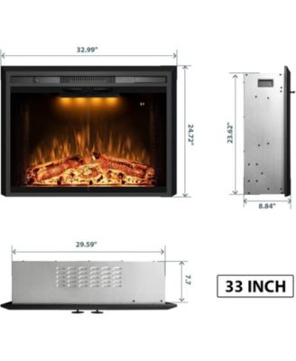 30" Recessed-in Realistic Flame Electric Fireplace with Adjustable Heat, Timer