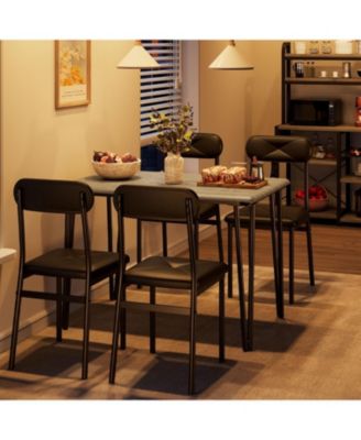 5-Piece Dining Table Set with Upholstered Chairs, Space-Saving Kitchen Table for Small Spaces
