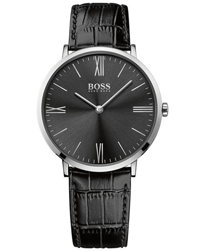 BOSS Hugo Boss Men's Jackson Black Leather Strap Watch 40mm 1513369