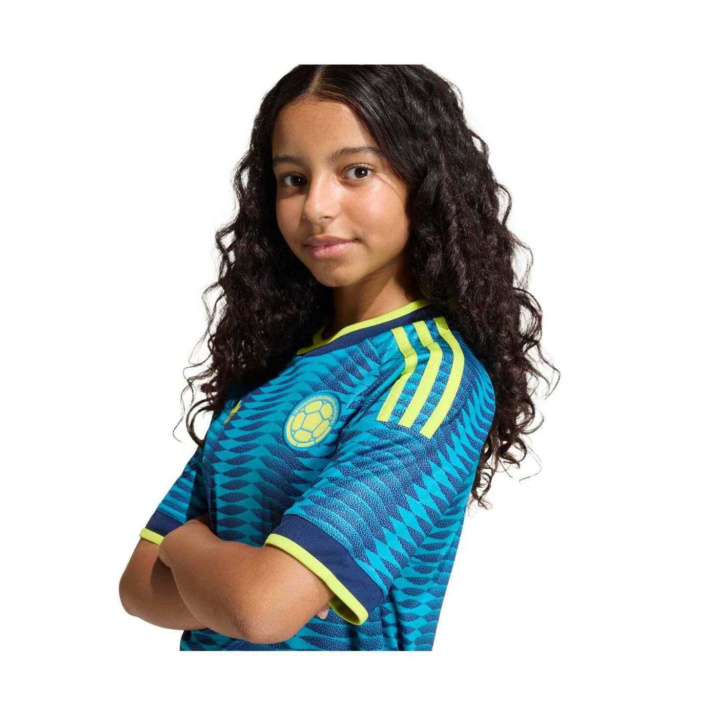 Детская реплика гостевой формы сборной Колумбии adidas FIFA World Cup 2026, бирюзовая — фото 4
