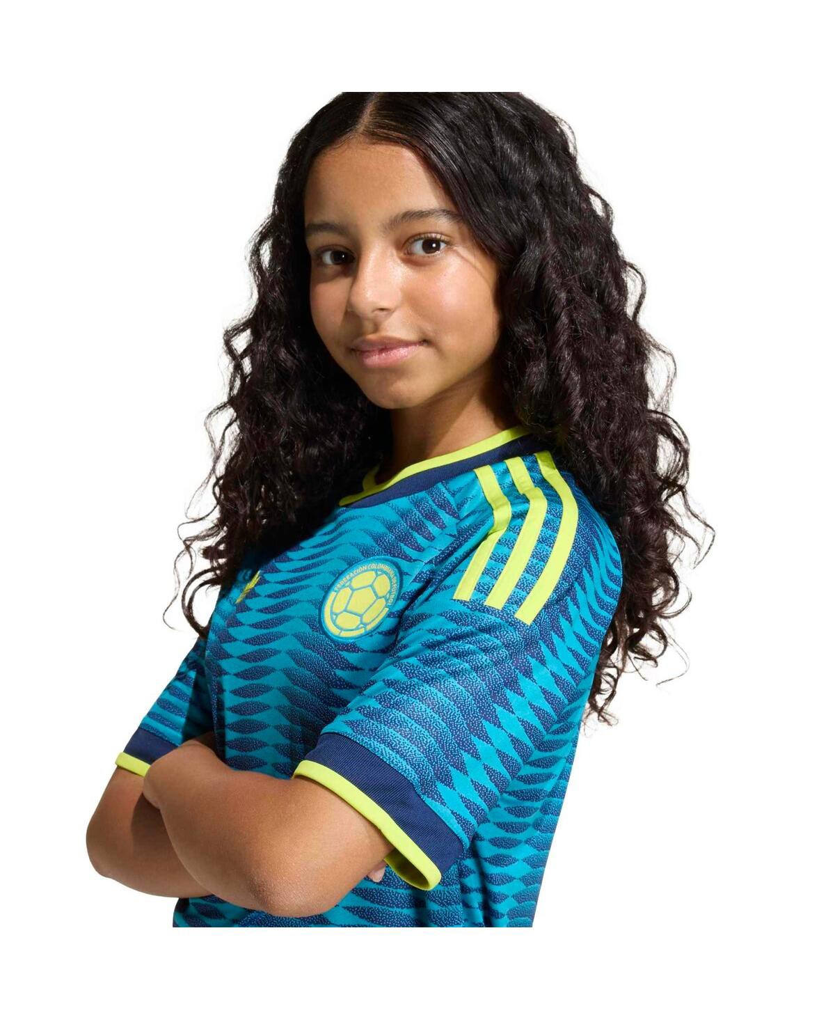 Детская реплика гостевой формы сборной Колумбии adidas FIFA World Cup 2026, бирюзовая — фото 1