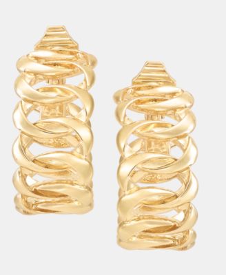 Gold-Tone Twisted Hoop EZ Comfort Clip Earrings