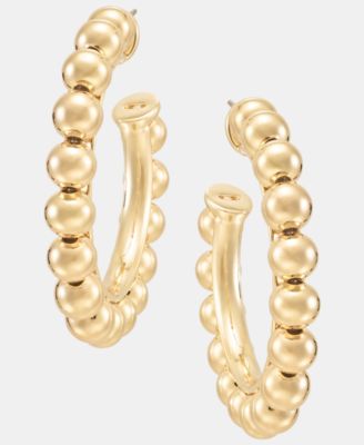 Gold-Tone Statement Ball C Hoop Earrings