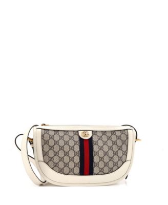 Large Ophidia Curved Zip Shoulder Bag GG Coated Canvas with Leather