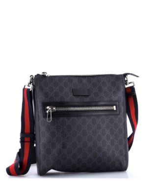 Medium Web Strap Front Zip Messenger Bag GG Coated Canvas