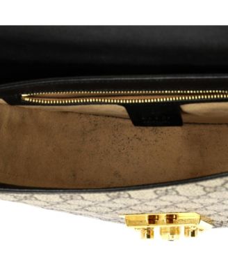 Medium Padlock Saddle Shoulder Bag GG Coated Canvas and Leather