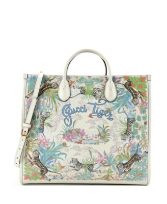 Medium Gucci Tiger Convertible Open Tote Printed Leather