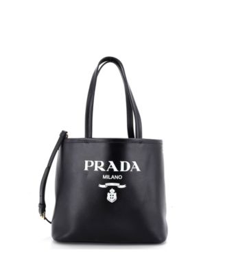 Small Logo Convertible Open Tote Leather