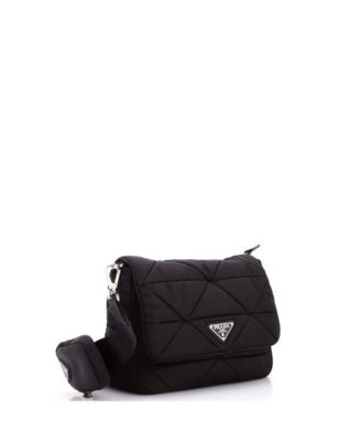 Padded Flap Shoulder Bag Quilted Tessuto