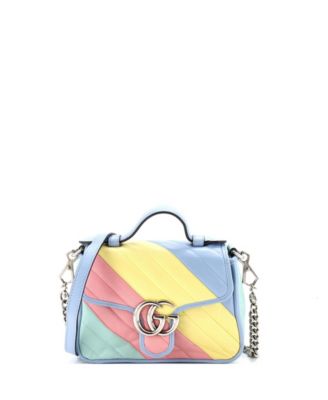 Mini GG Marmont Top Handle Flap Bag Diagonal Quilted Leather