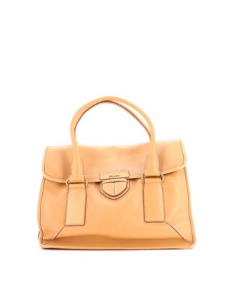 Large Pushlock Flap Tote Leather