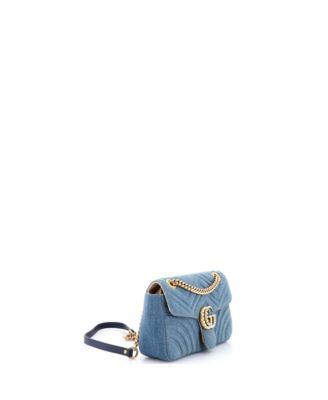 Small Pearly GG Marmont Flap Bag Matelasse Denim