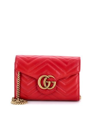 Mini GG Marmont Chain Wallet Matelasse Leather