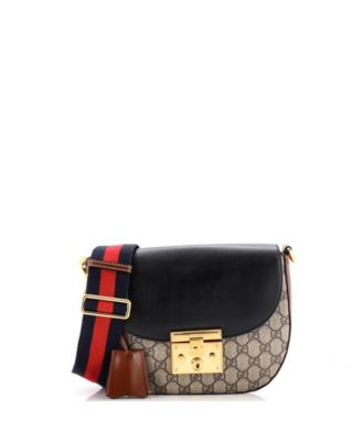 Medium Padlock Saddle Shoulder Bag GG Coated Canvas and Leather