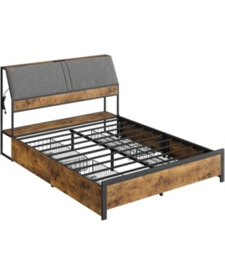 gaomon Queen Bed Frame with 4 Drawers and Charging Station, Metal ...