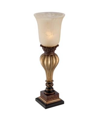 Traditional Uplight Accent Table Lamps 23 1/4" High Set of 2 Light Gold Alabaster Glass Shade for Living Room Bedroom