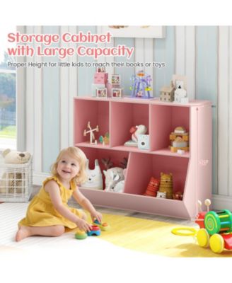 5 Cube Wooden Kids Toy Storage Organizer with Anti Tipping Kit