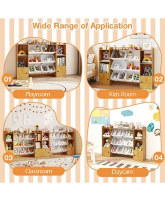 Kids Toy Storage and Bookshelf with Boxes and Open Shelves