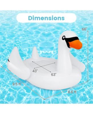 Giant Inflatable Swan Floating Island 4-Person Pool Float with 4 Cup Holders