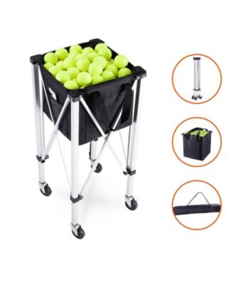 Tennis Ball Hopper Cart Holds 150 Balls, Aluminum Frame with Wheels and Removable Bag