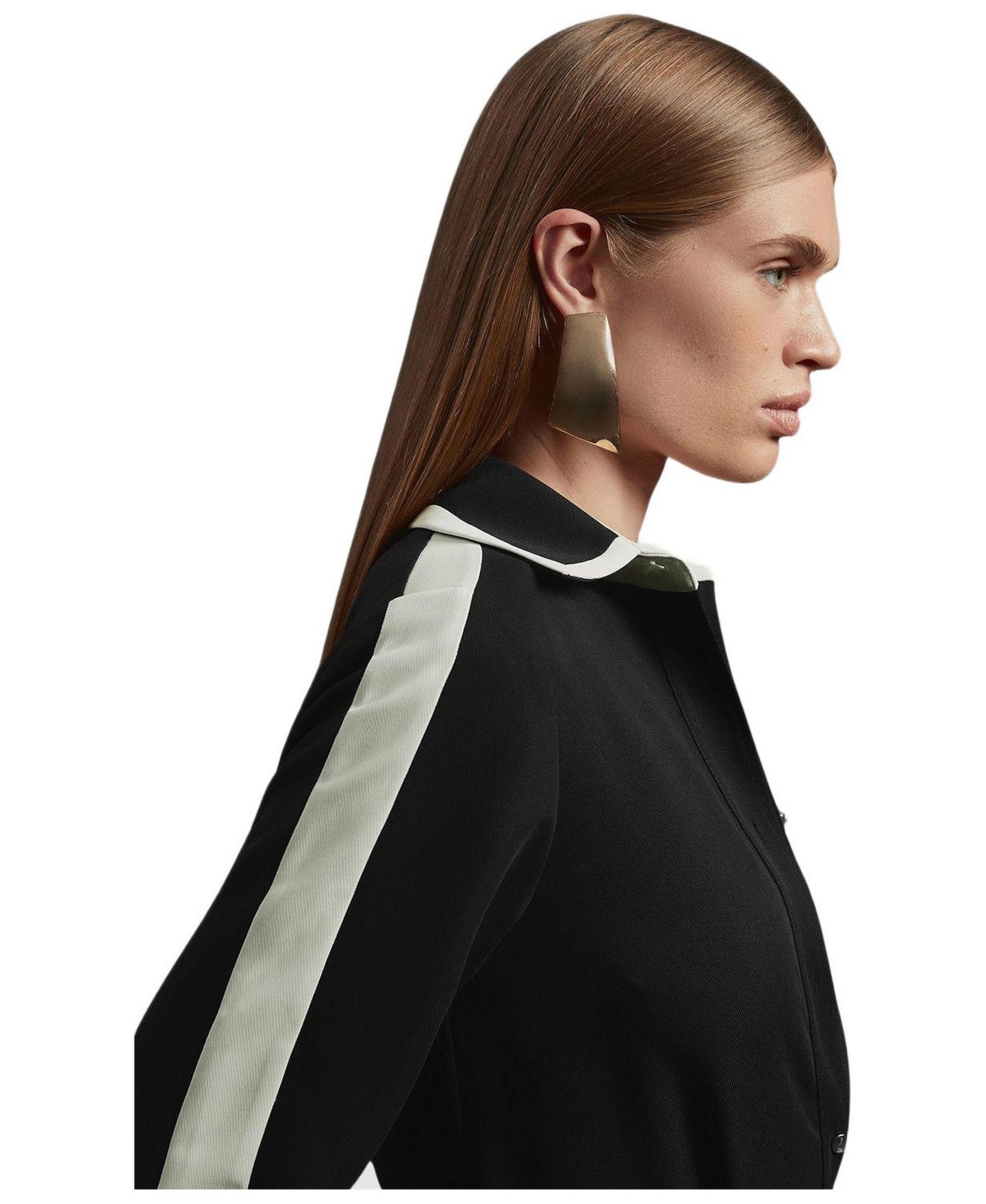 Женская рубашка Karen Millen Colour Block Twill Woven, цвет: Чёрный — фото 2