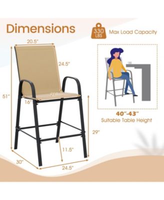 Outdoor Fabric Bar Stools Set of Two with Armrests
