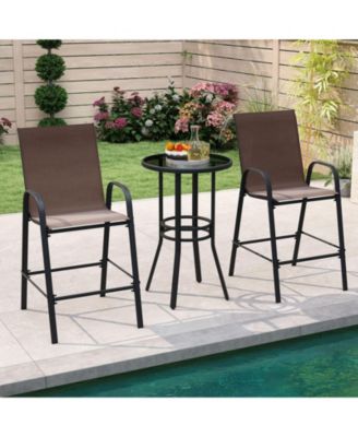 Outdoor Fabric Bar Stools Set of Two with Armrests