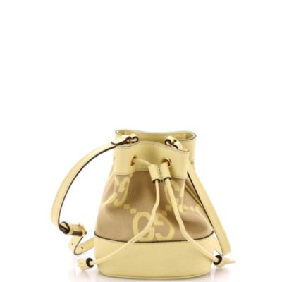 Mini Ophidia Bucket Bag Jumbo GG Canvas with Leather
