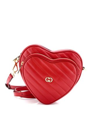 Mini Interlocking G Heart Shoulder Bag Diagonal Quilted Leather