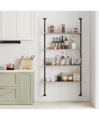 Industrial Four Tier Pipe Shelving with Metal Frame