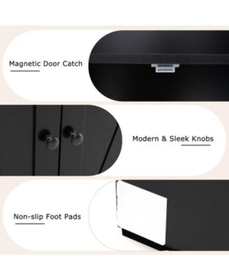 Tall Freestanding Bookshelf with Cabinet and Open Shelves