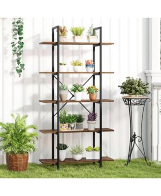 Vintage Industrial Five Tier Bookcase with Open Shelving