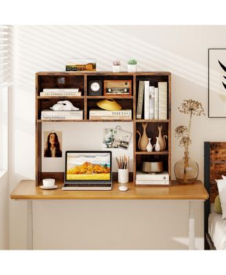 Desktop Bookshelf with Adjustable Shelves and Storage Cubes