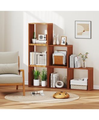 Solid Wood Cube Bookcase Stacking Storage with Open Design