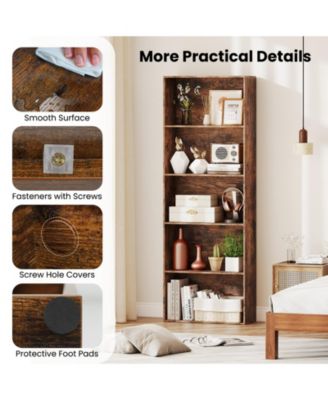 Five Tier Freestanding Bookshelf Storage Organizer Display Unit