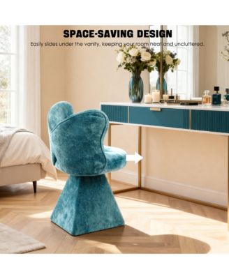 Accent Chair with Butterfly Back, 360° Swivel Vanity Chair, Chenille Cushions Makeup Chair with Sturdy Pyramid Base for Living Room