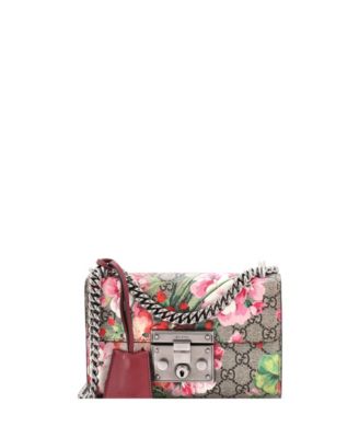 Small Padlock Shoulder Bag Blooms Print GG Coated Canvas