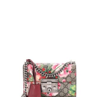 Pre-Owned Gucci Small Padlock Shoulder Bag Blooms Print GG Coated