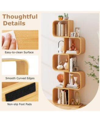 5-Tier S-Shaped Bookcase with 5 Open Cubes for Living Room