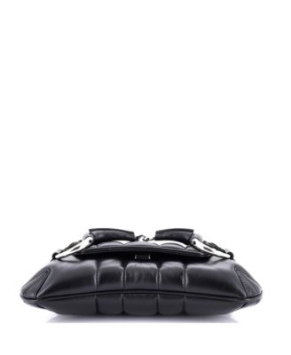 Small Horsebit Chain Shoulder Bag Vertical Quilted Leather