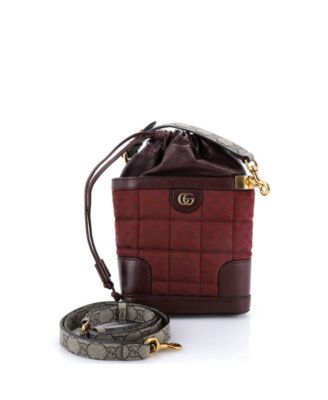 Mini Drawstring Bucket Crossbody Bag Quilted GG Canvas and Leather with GG Coated Canvas