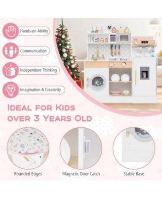 Kids Kitchen Set Wooden with Coffee Makers and Accessories