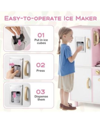 Wooden Kitchen Playset with Ice Maker and Sounds for Ages 3+