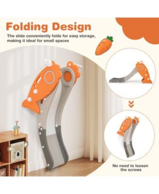 4-in-1 Indoor Slide for Kids with Basketball Hoop and Rings