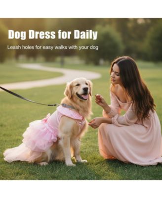 Dog Dress Princess Lace with Veil Necklace Bows Sequins Formal Party Costume