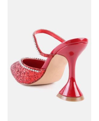 Iris Glitter Diamante Embellished Spool Heel Sandals
