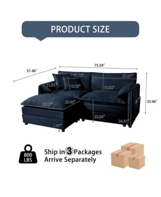 Deep Seat Sectional Sofa Cloud Couch with Ottoman, Modern Chenille Comfy Love Seat Upholstered Modular L Shaped Couch,DIY Combination